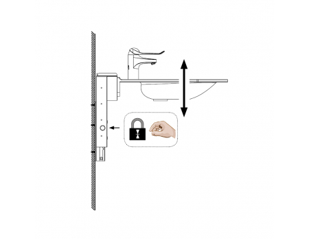 Dimensions - Elévateur de lavabo PMR Basicline 406-15: réglage par vérin à gaz