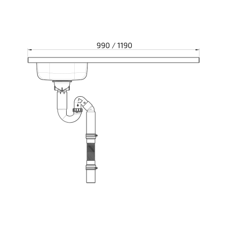 Dimensions - Bloc évier avec 1 cuve et un trou pour la plaque de cuisson Granberg ESFS